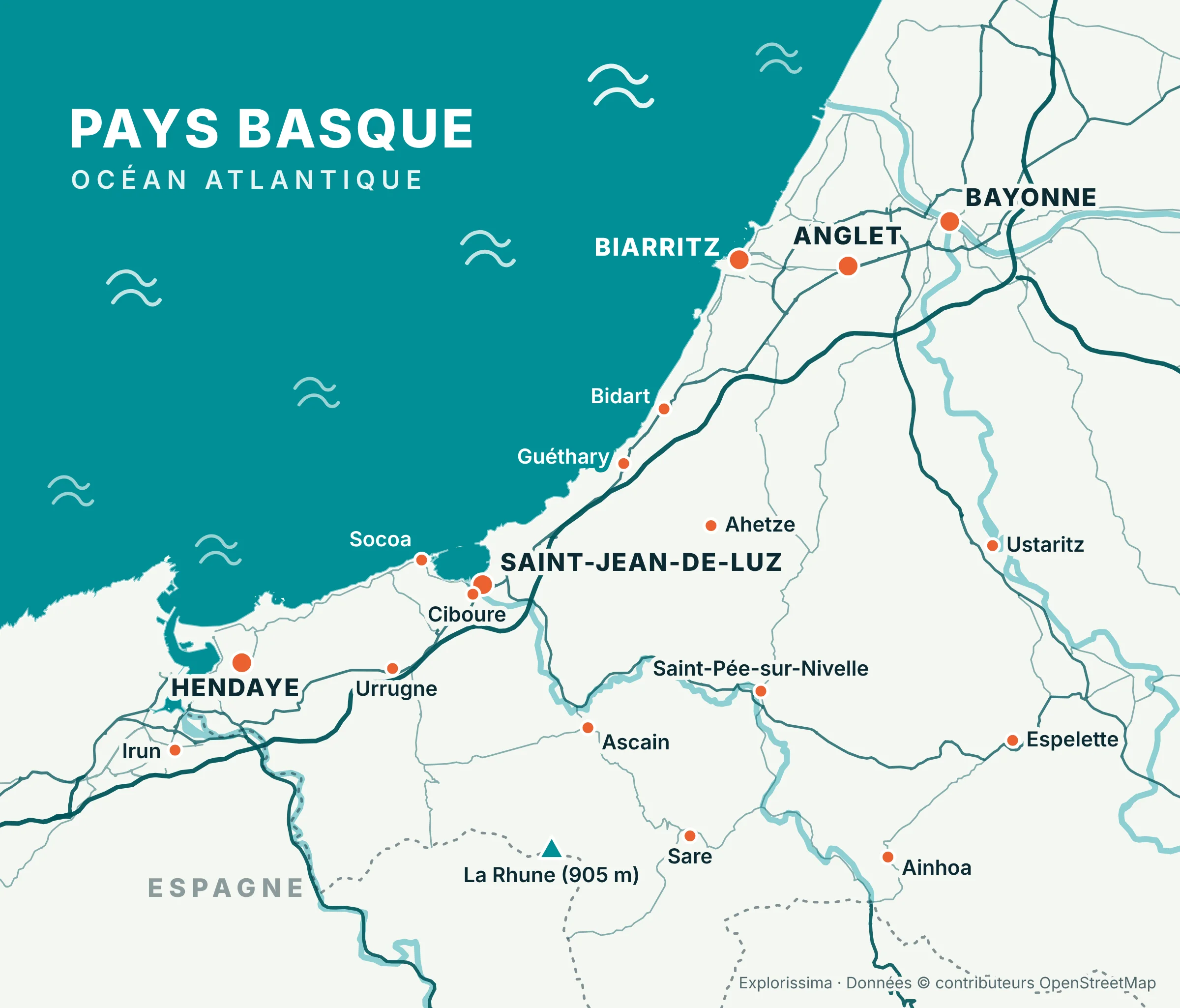 Carte de la Côte Basque française