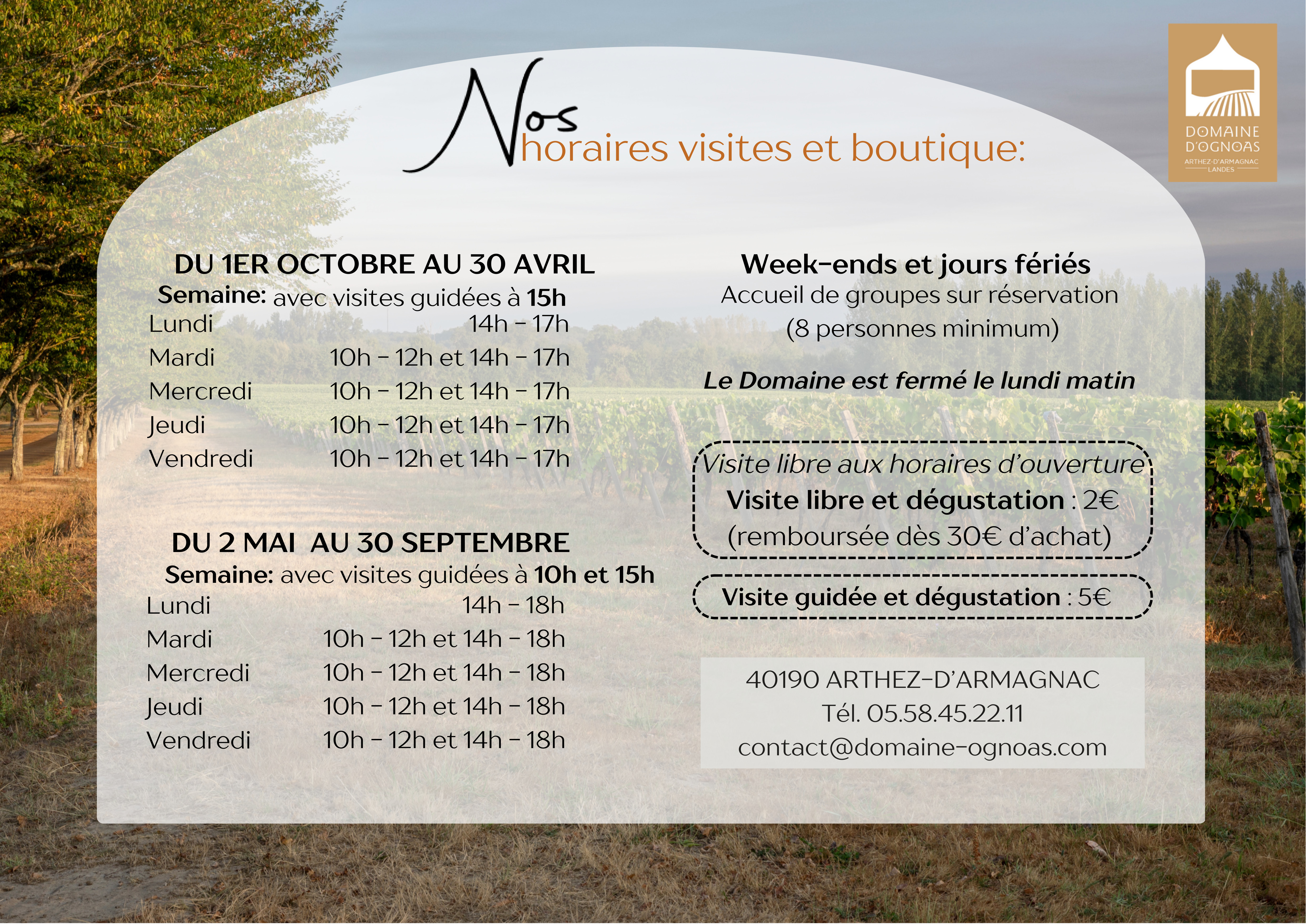 ©Domaine d'Ognoas2025 - ARTH - Domaine d'Ognoas - Horaires & Tarifs - ©Domaine d'Ognoas