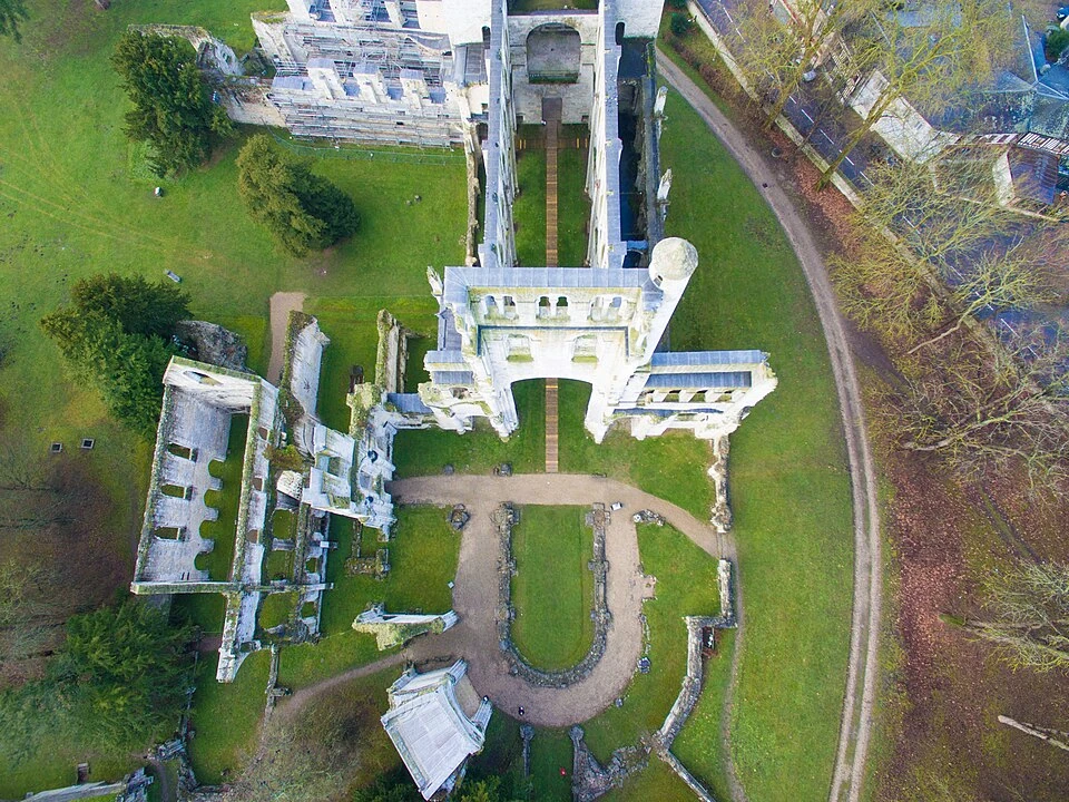 Vue de drone de l'Abbaye de Jumièges