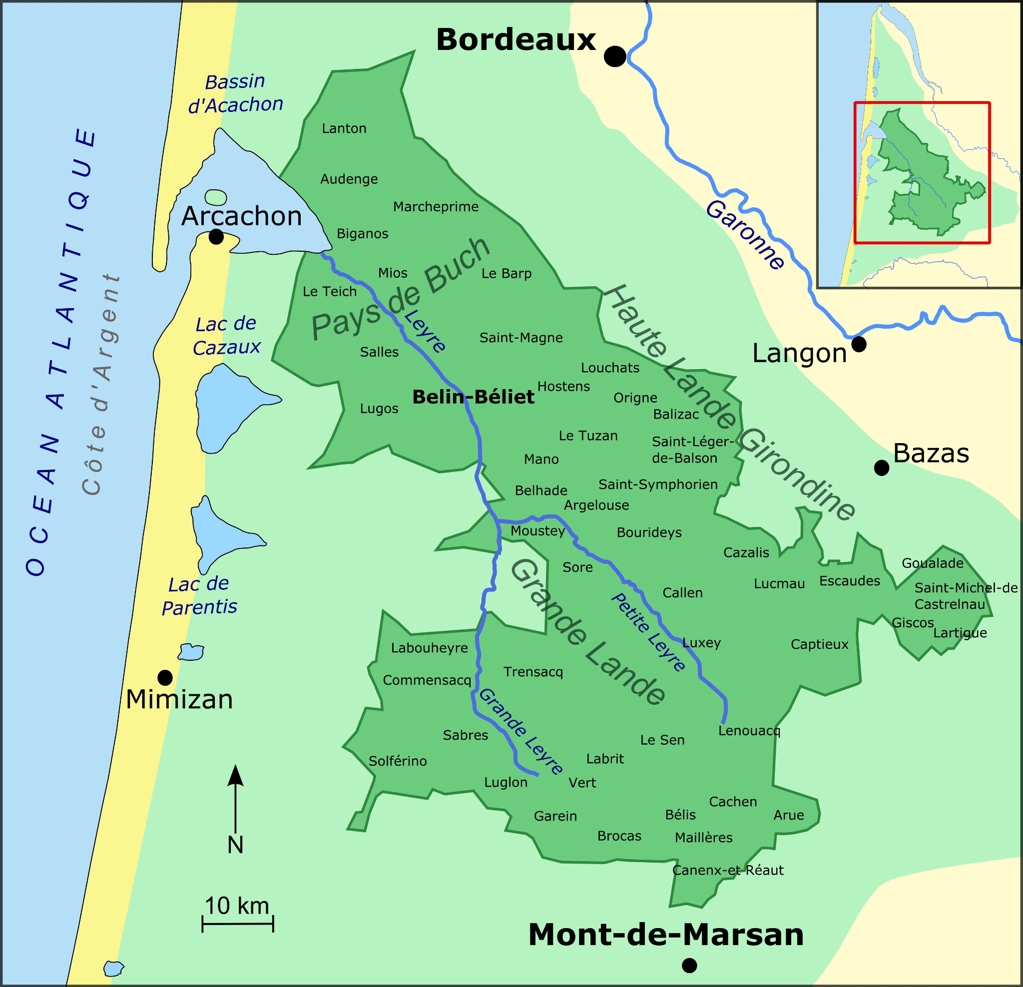 Carte Parc Naturel Regional Landes Gascogne
