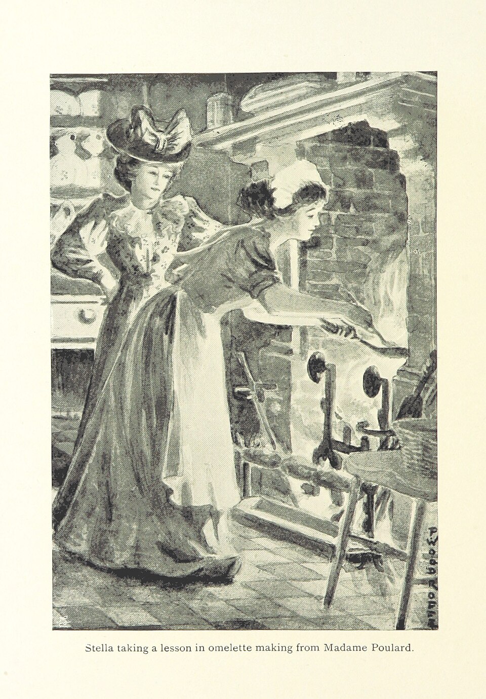Stella_taking_a_lesson_in_omelette_making_from_Madame_Poulard