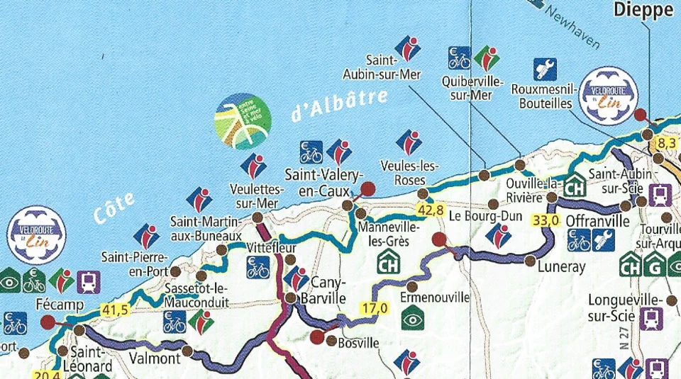 Tracé de la véloroute du lin