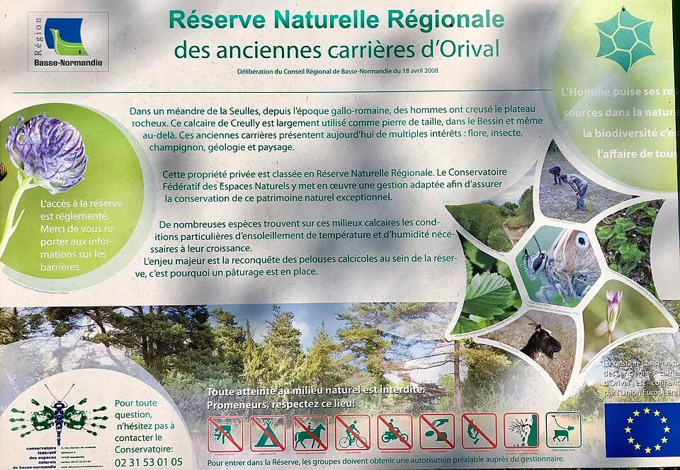 Réserve naturelle Régionale-Anciennes carrières d'Orival panneau d'information