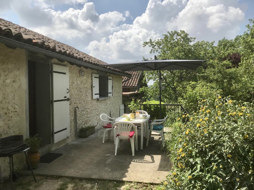 GDF40Terrasse du Gîte les Granges à Fargues avec Gîtes de France Landes